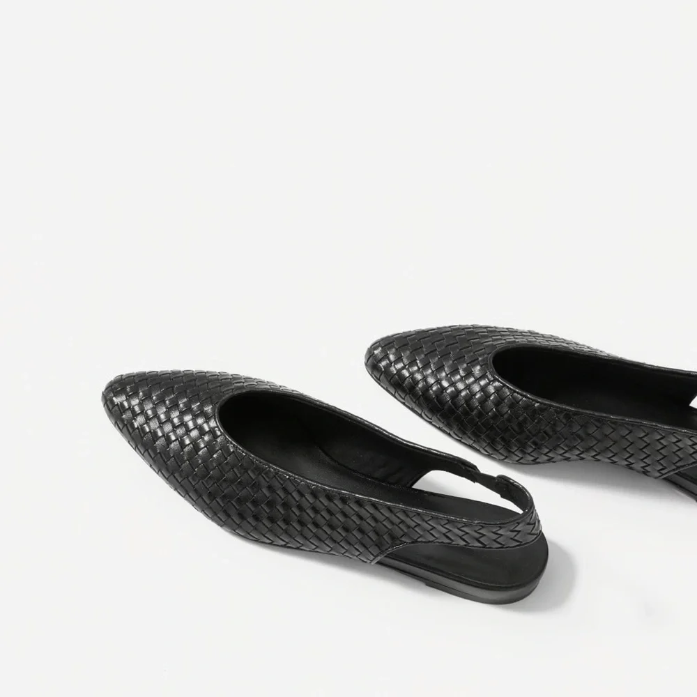 EVERLANE | The V Slingback Woven Black Flats - Picture 1 of 13